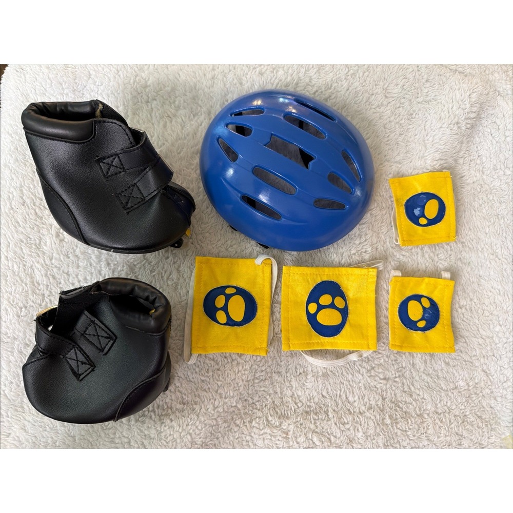 Build a Bear Adjustable Roller Skates Helmets Elbow Pads Set Outfit LOT Blades